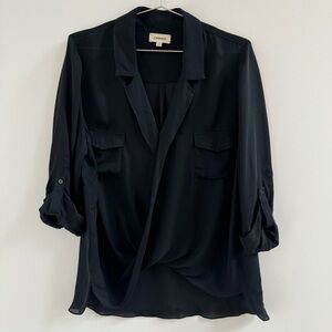 L'AGENCE Black Draped Blouse